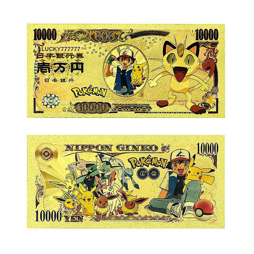 Pokémon 24K Gold Foil Banknotes – Pack of 10 (Choose Your Design)