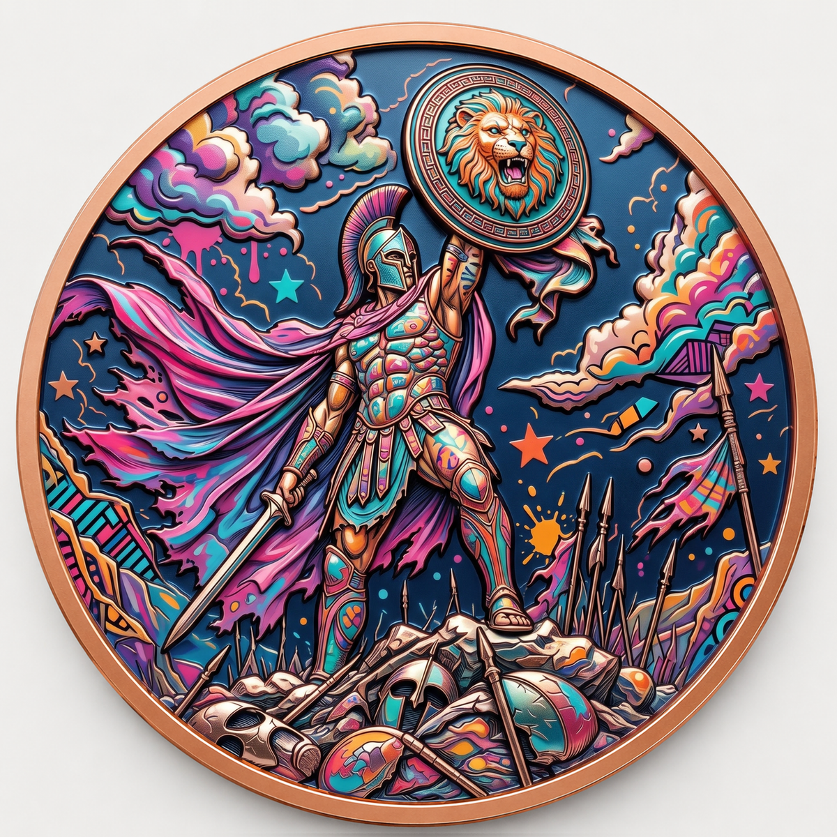 Spartan Warrior Greek Mythology Series – 1 oz .999 Fine Copper Round 40mm – Roll of 20 – Choose Your Design!