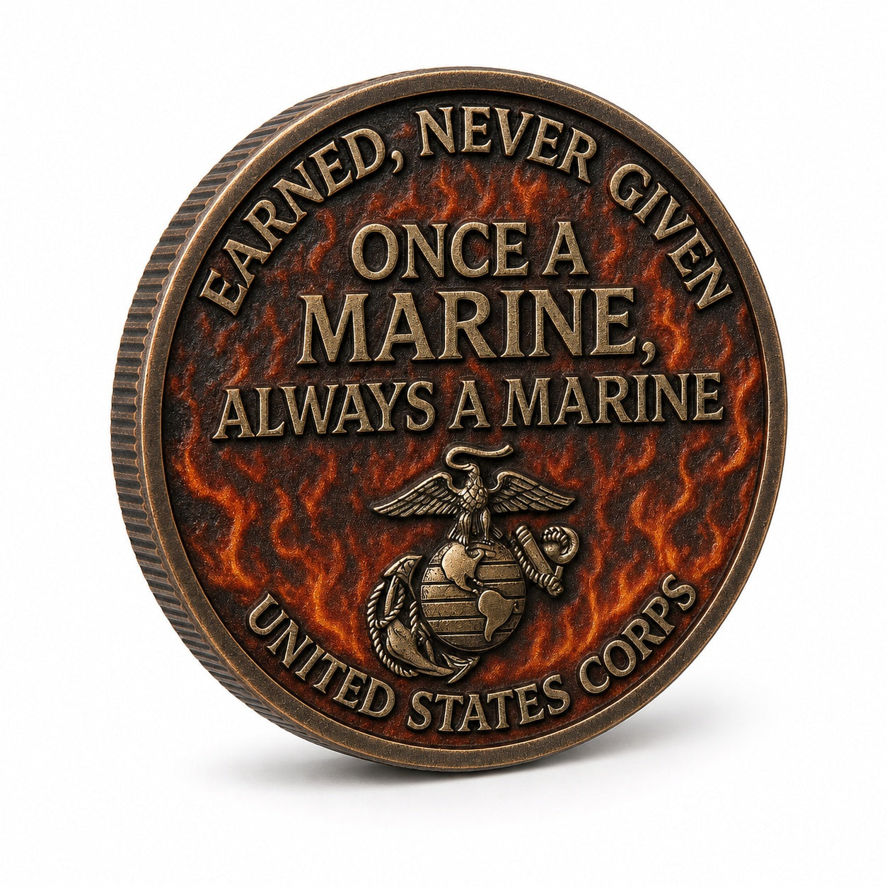 USMC The Crucible Challenge Coin – Once a Marine Always a Marine – 40mm Antique Bronze (Lot of 10)