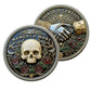 Memento Mori Death Is Certain Challenge Coin 40mm – Both sides skull and handshake