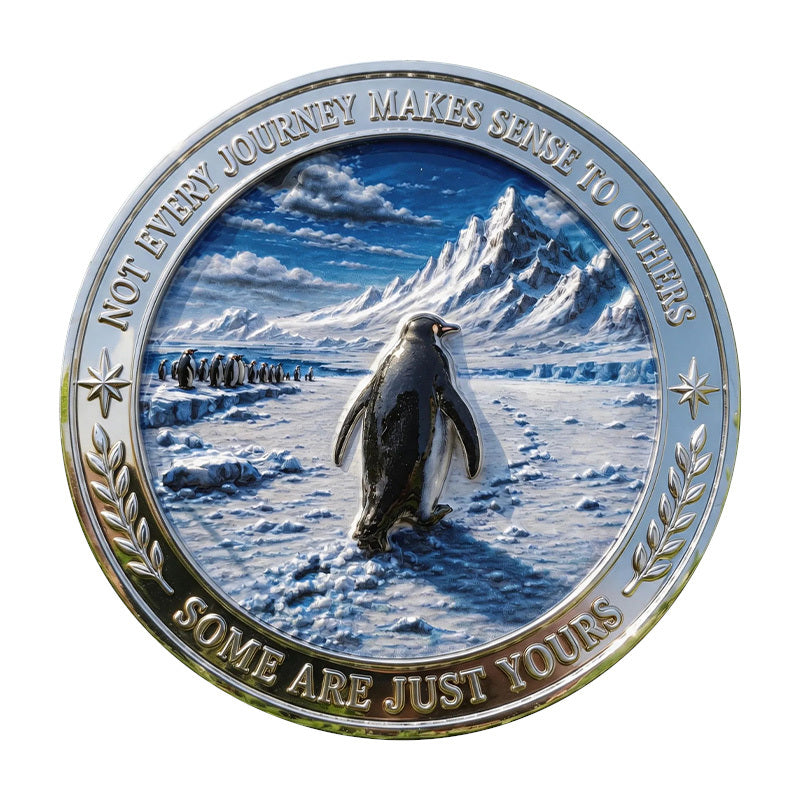 50 PCS Wholesale Lot - Be The Damn Penguin Motivational Challenge Coin 40mm Silver Tone Colorized