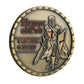 Armor of God Challenge Coin obverse closeup – Templar Crusader knight with red cross shield sword Armor of God Ephesians 6:13-17 antique bronze