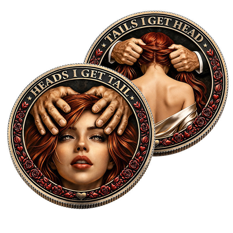Heads I Get Tail Tails I Get Head Redhead Rose Novelty Coin 40mm – Obverse and Reverse