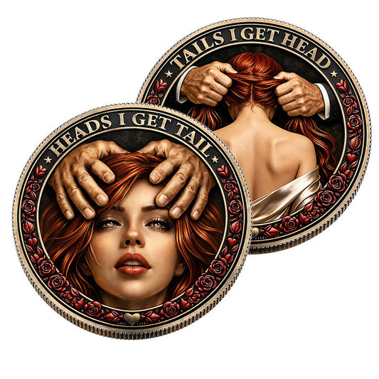 Heads I Get Tail Tails I Get Head Redhead Rose Novelty Coin 40mm – Obverse and Reverse