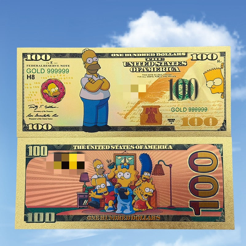 WHOLESALE ONLY-MIN ORDER 10 SETS-THE SIMPSONS 24K BANKNOTE SET