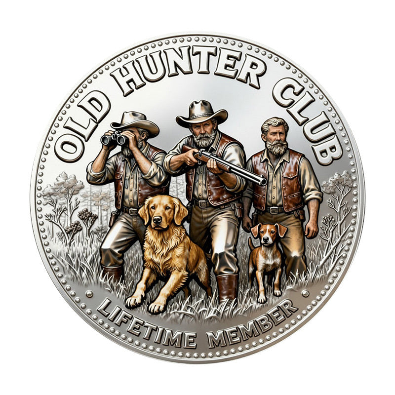 50 PCS Wholesale Lot - Old Hunter Club Lucky Hunting Challenge Coin 40mm Silver Tone Colorized