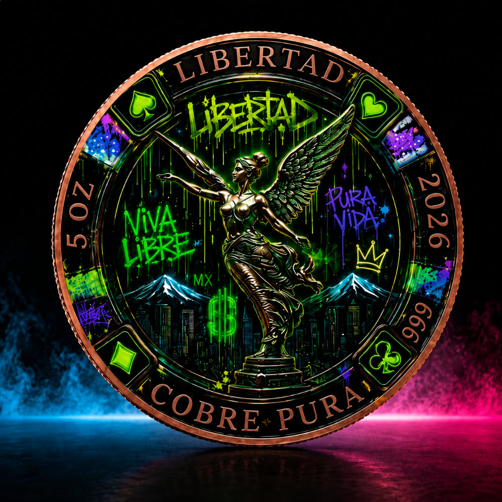 Mexico Libertad 5 oz .999 Fine Copper Round – Neon Graffiti Art Edition 2026 (Minimum 100 Units)