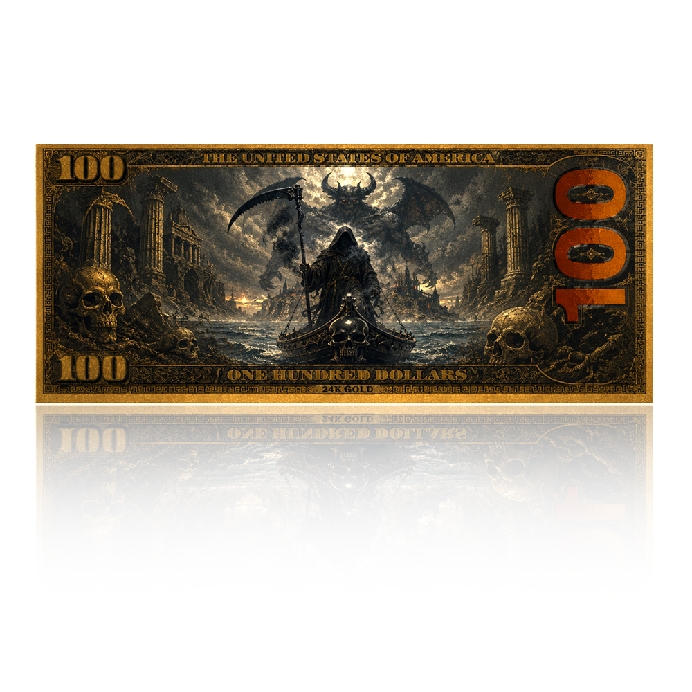 Thanatos God of Death – 24K Gold Foil Novelty Banknote (Pack of 50)