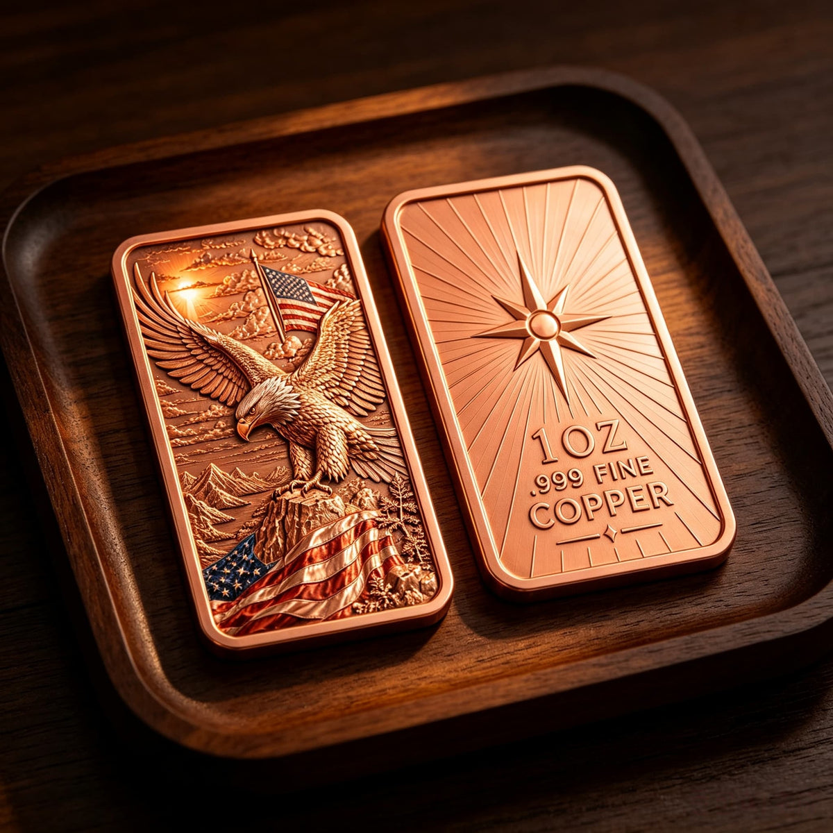 1 oz .999 Fine Copper Bar – American Eagle Design (Lot of 100)