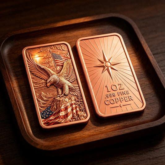 1 oz .999 Fine Copper Bar – American Eagle Design (Lot of 100)