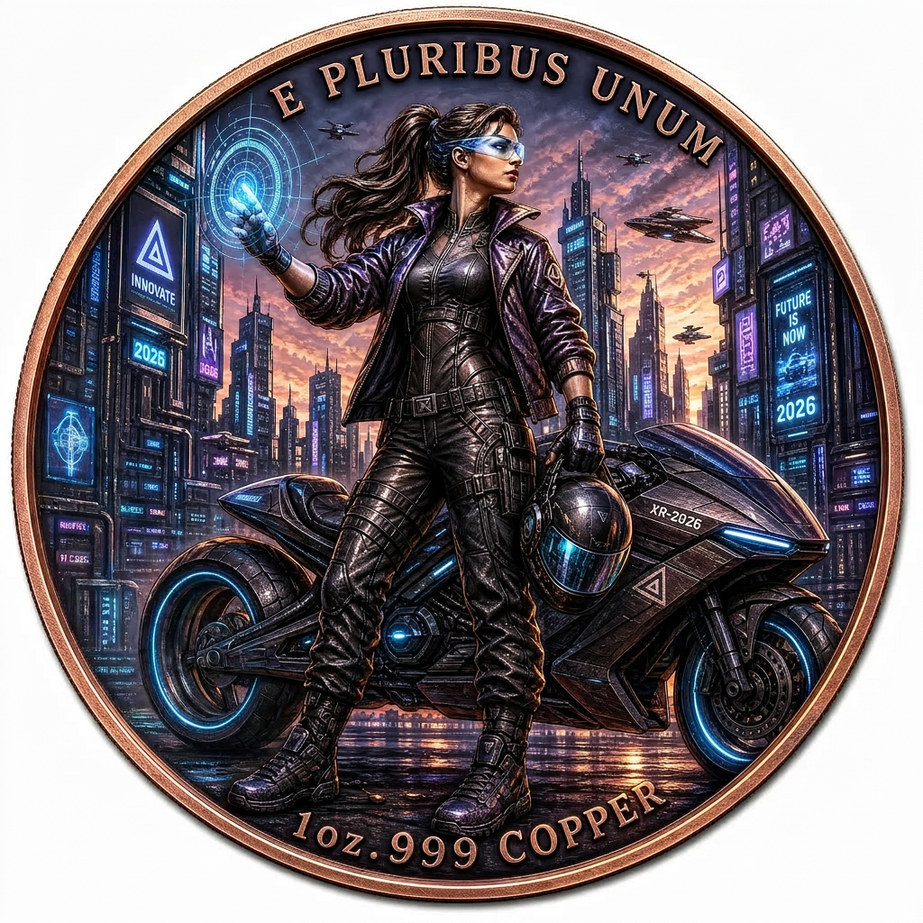 2026 Cyberpunk City 1 oz .999 Copper Commemorative Coin with Display Box - 30 Piece Lot