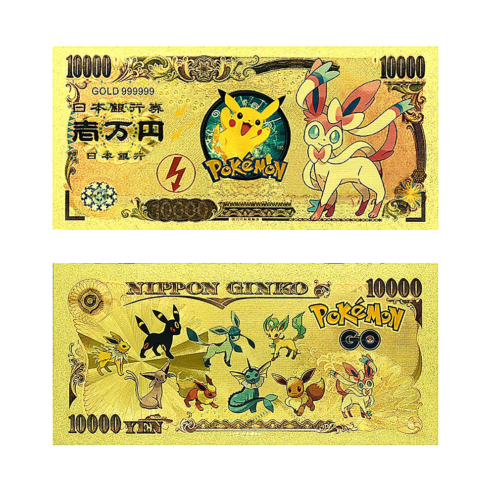 Pokémon 24K Gold Foil Banknotes – Pack of 10 (Choose Your Design)