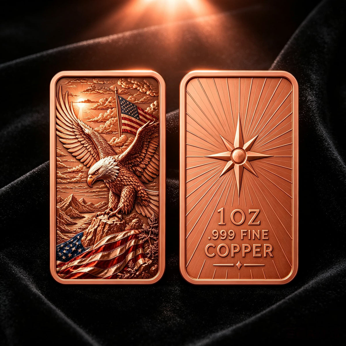 1 oz .999 Fine Copper Bar American Eagle Design – Obverse and Reverse