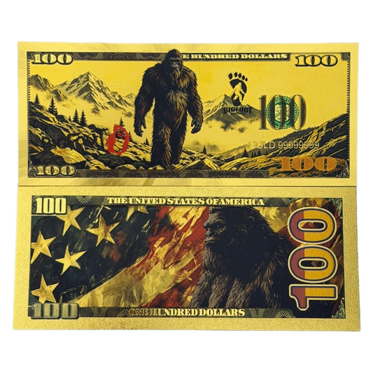 Bigfoot $100 Gold Foil Novelty Bill — Pack of 20