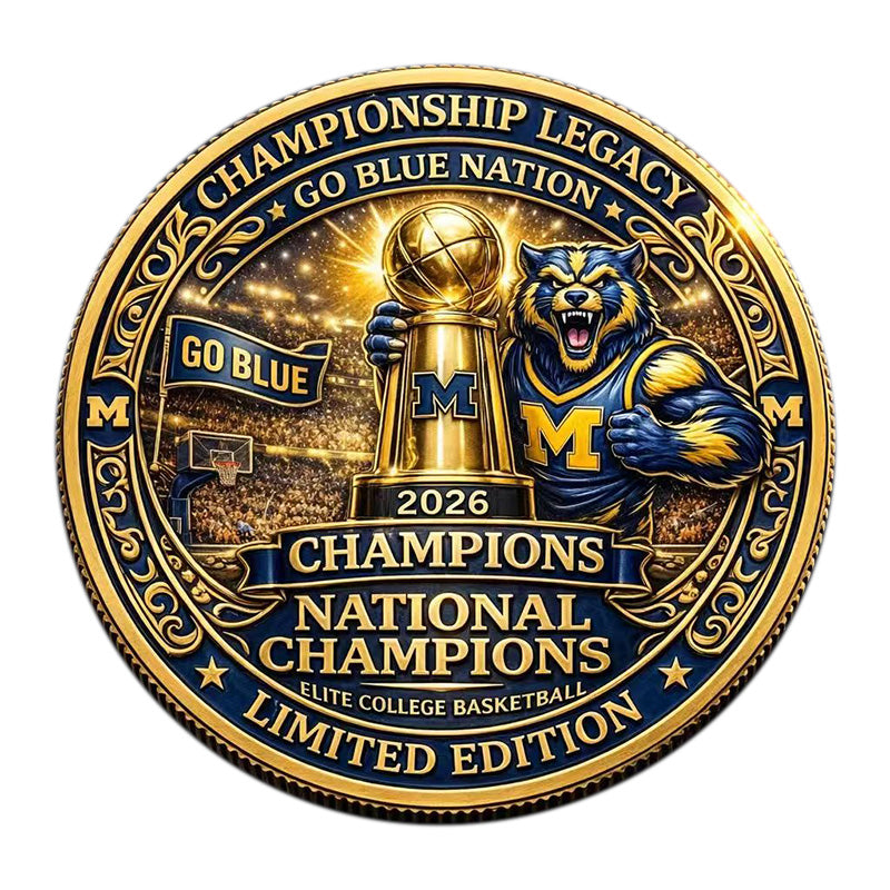 Michigan Wolverines 2026 National Champions Challenge Coin – 40mm Gold “Hail to the Victors” Limited Edition