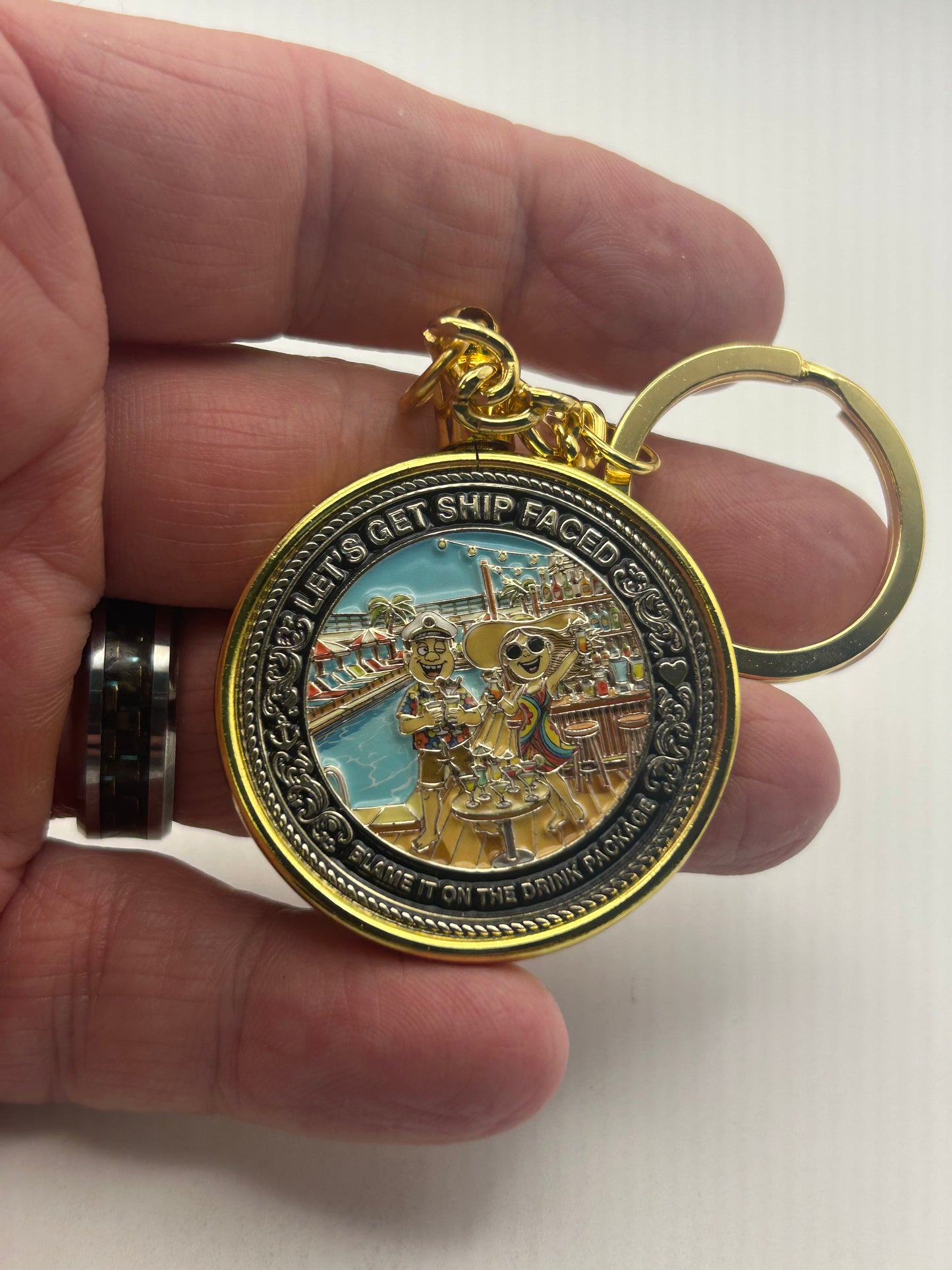 🌴BEST 2026 GIFT IDEA🌴"We Don't Give a Ship" Cruise Challenge Coin Keychain – Funny Cruiser Gift