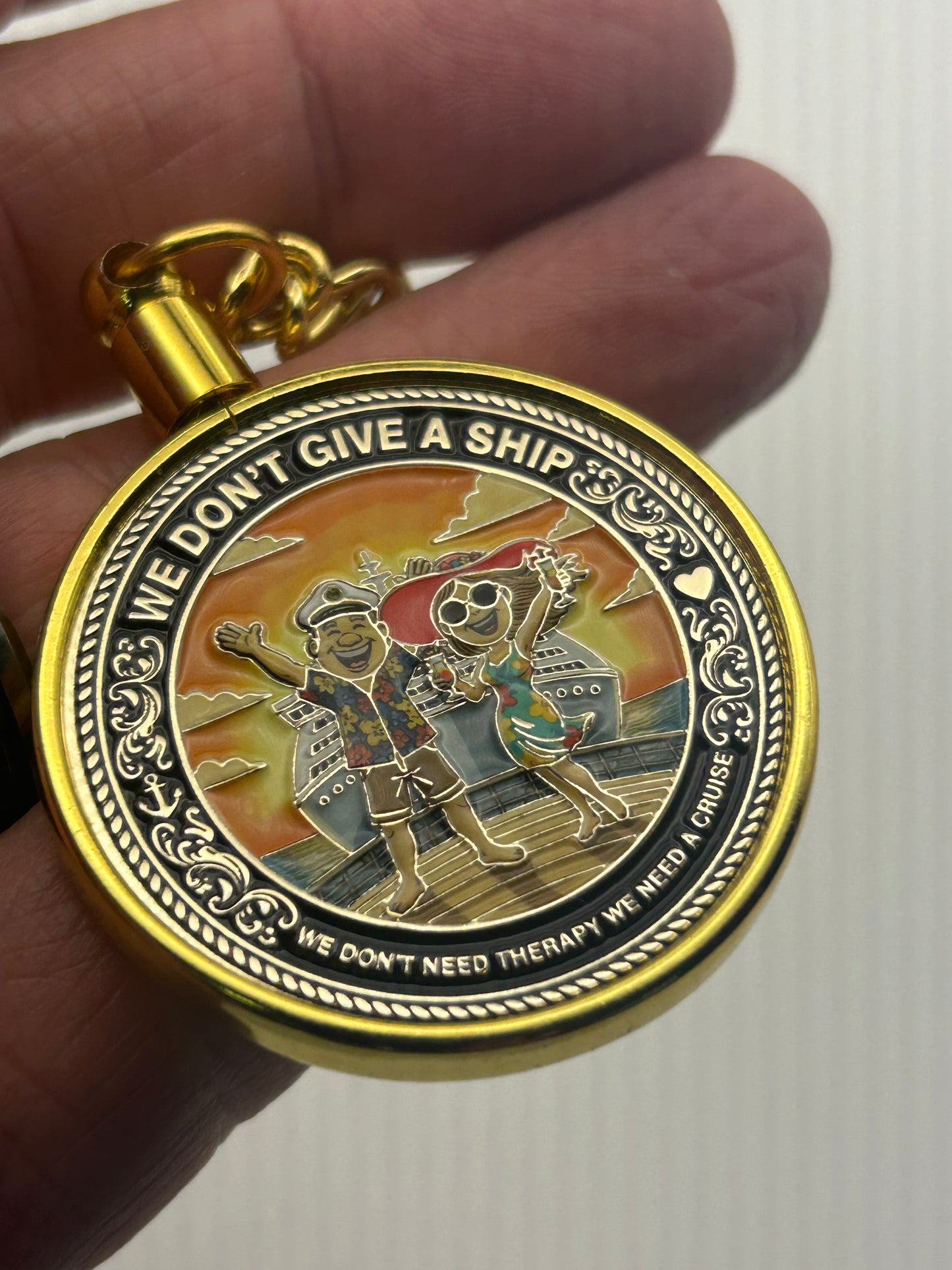 🌴BEST 2026 GIFT IDEA🌴"We Don't Give a Ship" Cruise Challenge Coin Keychain – Funny Cruiser Gift