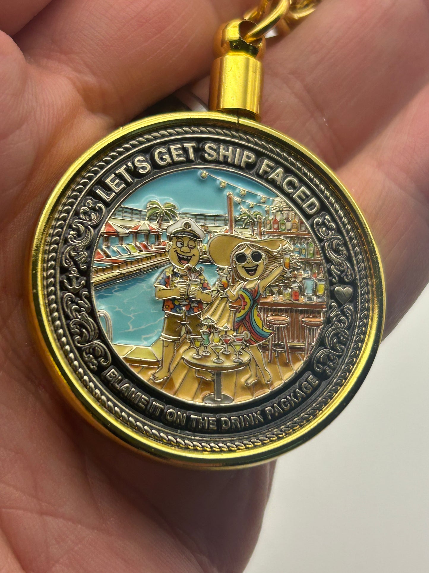 🌴BEST 2026 GIFT IDEA🌴"We Don't Give a Ship" Cruise Challenge Coin Keychain – Funny Cruiser Gift