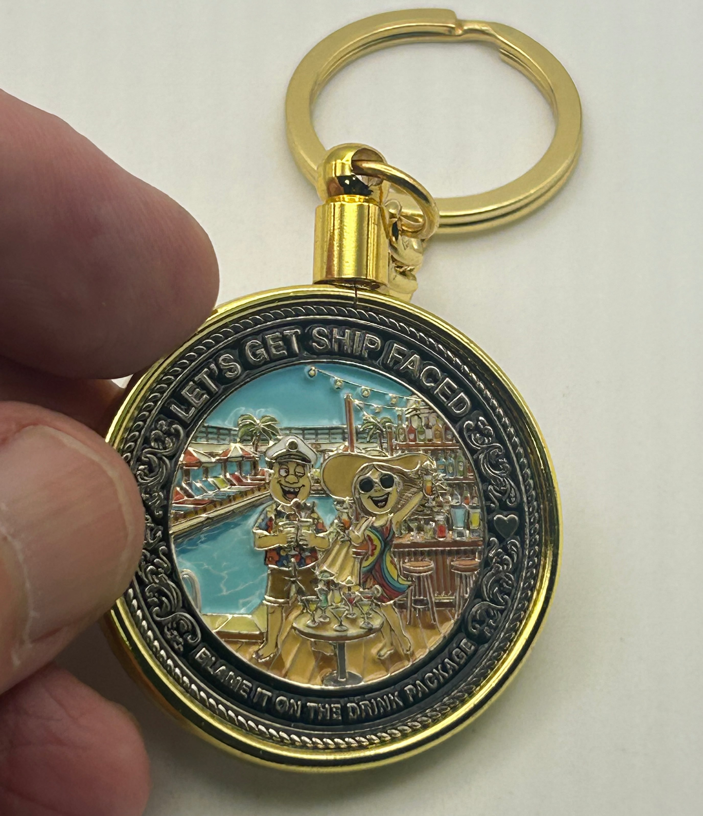 🌴BEST 2026 GIFT IDEA🌴"We Don't Give a Ship" Cruise Challenge Coin Keychain – Funny Cruiser Gift
