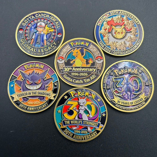 Pokémon 30th Anniversary Challenge Coin Set – 6-Piece Collector Bundle – 1996–2026