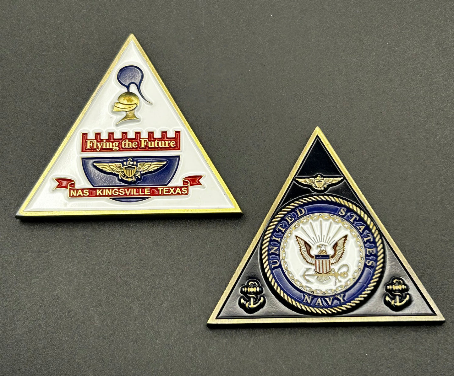 NAS Kingsville Texas "Flying the Future" U.S. Navy Triangle Challenge Coin 2" — Mint Condition