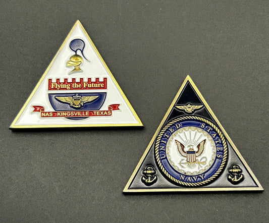 NAS Kingsville Texas "Flying the Future" U.S. Navy Triangle Challenge Coin 2" — Mint Condition