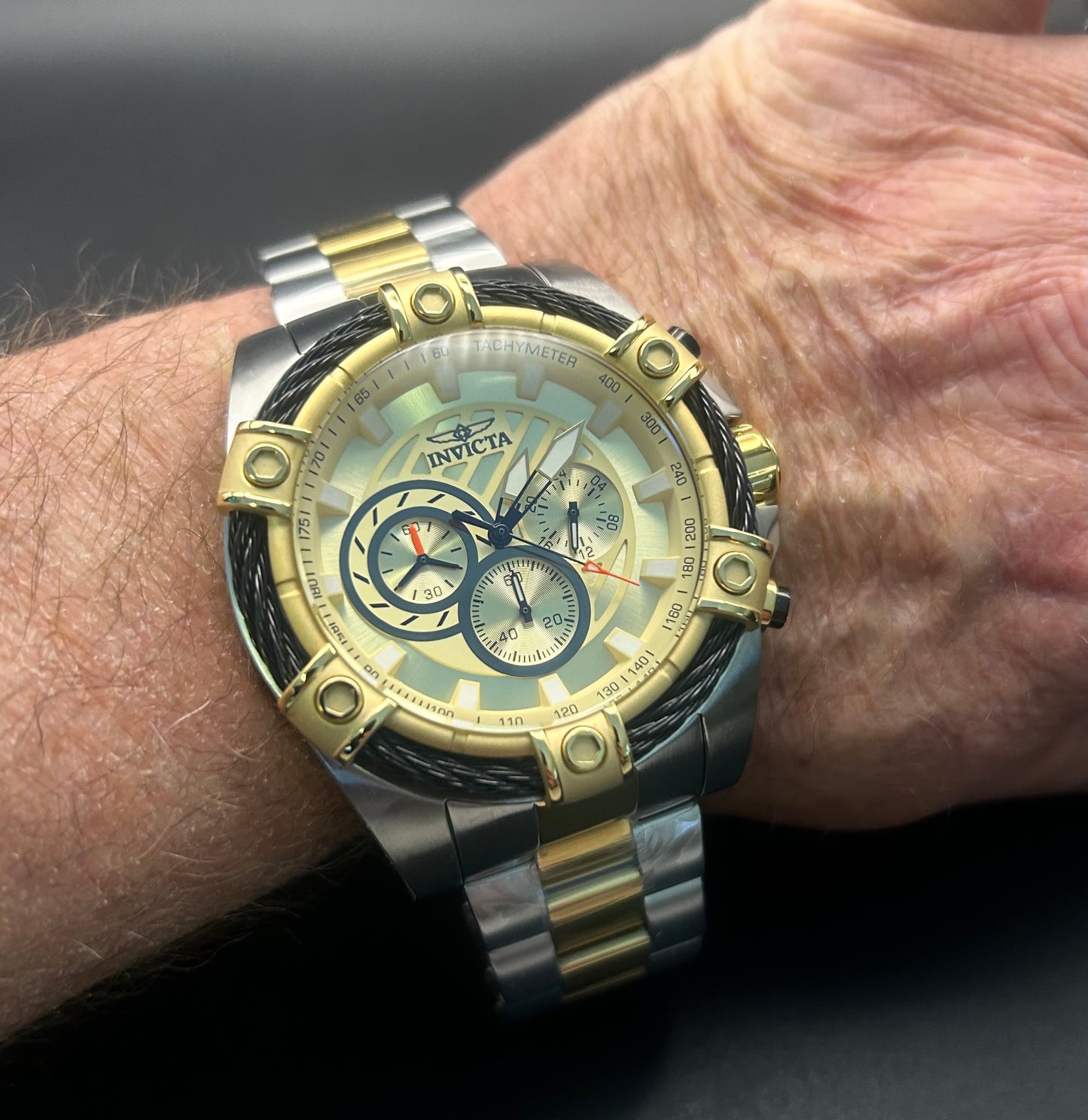 Invicta Bolt Ace 25518 Men's Chronograph Watch — 52mm Two-Tone Gold & Silver — Brand New with Tags