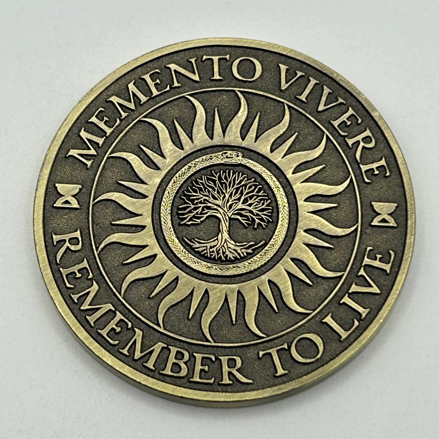 Memento Vivere Challenge Coin – 6/10-Pack | Tree of Life & Ouroboros | Remember To Live