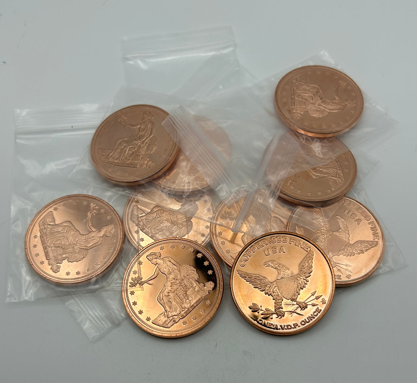 ⚡FLASH DEAL💥 Pure Copper 1oz Sitting Liberty Coin Lot of 10-.999 Pure Copper (10oz Total Weight)