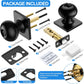 10 Pack Privacy Door Knobs Interior, Matte Black Keyless Door Locks for Bedrooms Bathrooms - ANSI Grade-3 Certified Modern Locking Doorknob - Round Door Knob with Lock, Heavy Duty