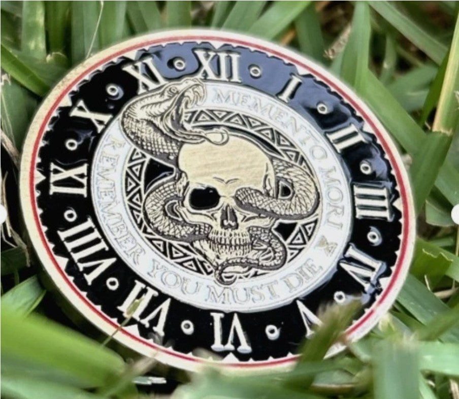 Memento Mori & Memento Vivere Stoic Challenge Coin – Remember You Must Die • Remember to Live (10 Pack)