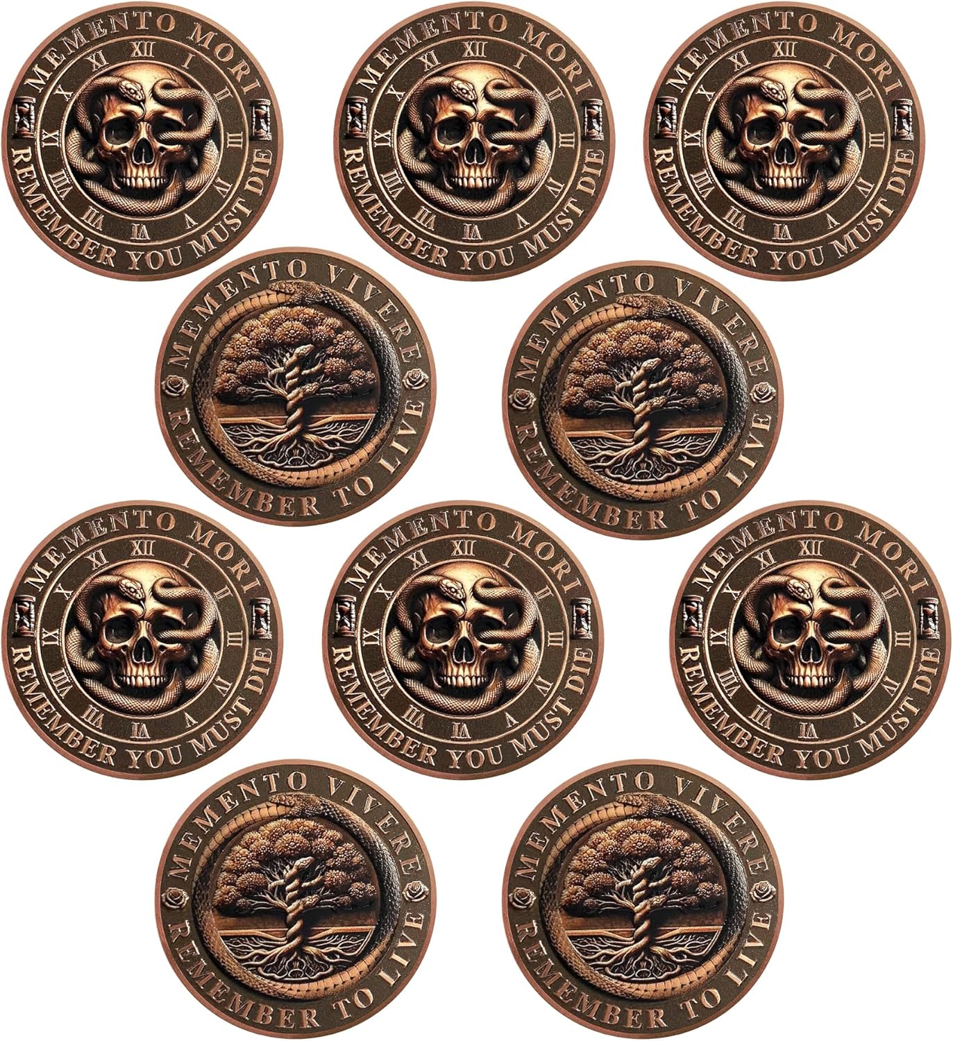 10pcs Memento Mori Coin Skull Challenge Coins Daily Stoic Reminder Token EDC Coins Inspirational Daily Stoicism Gifts