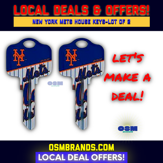 2 PK NEW YORK METS OFFICIAL MLB House Key Blank for KWIKSET OR SCHLAGE