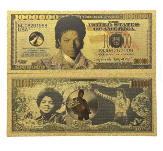 Michael Jackson 24k Gold Foil Banknotes 10 Packs-3 styles