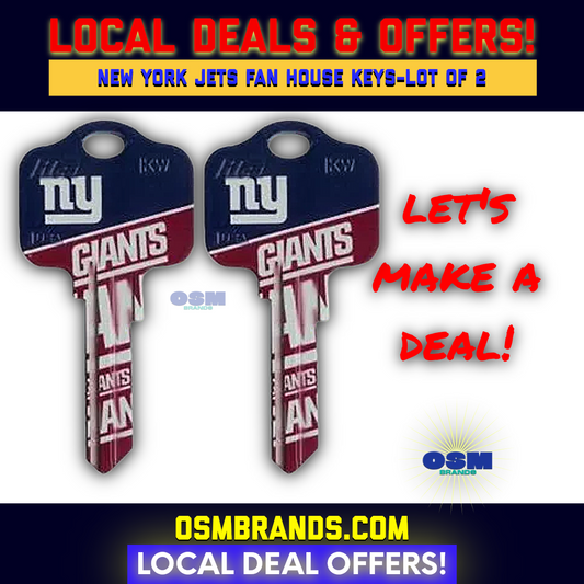 2 PK NEW YORK GIANTS FAN NFL House Key Blank for KWIKSET OR SCHLAGE