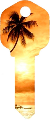 Tropical Palm Sunset Decorative Key Blanks — Perfect for Beach Home Rentals