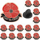 Lest We Forget Red Poppy Lapel Pin – Memorial Enamel Pin (50 OR 100 Pack)