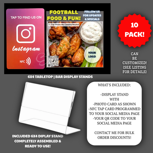 INSTAGRAM Follow NFC Card Table Tents for Pubs/Bars/Restaurants