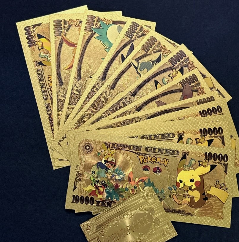 Gold Pokémon Guinea banknotes with various characters on eBay USA-OSM-Brands