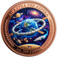 1 oz .999 Copper Round Ad Astra Per Aspera reverse – space station orbiting Earth with Moon American flag