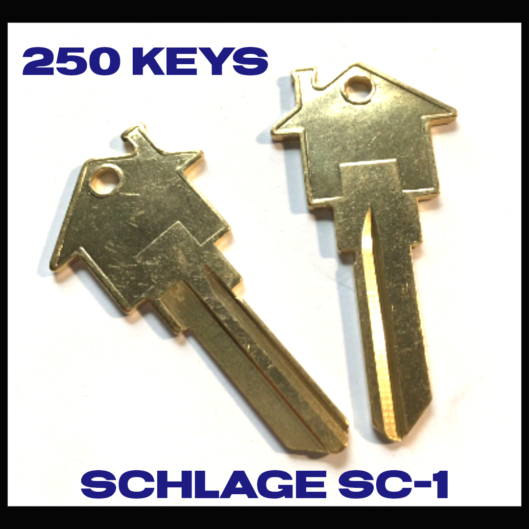 250 SCHLAGE SC1 House Shaped Key Blank Brass MORTAGE-REAL ESTATE SALES PROMOTION