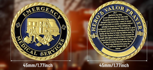 Emergency Medical Services Hero's Valor Prayer Challenge Coins, 45mm, 20-Piece Lot