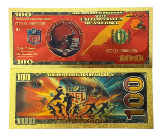 Cleveland Browns NFL $100 Gold Banknote front and back