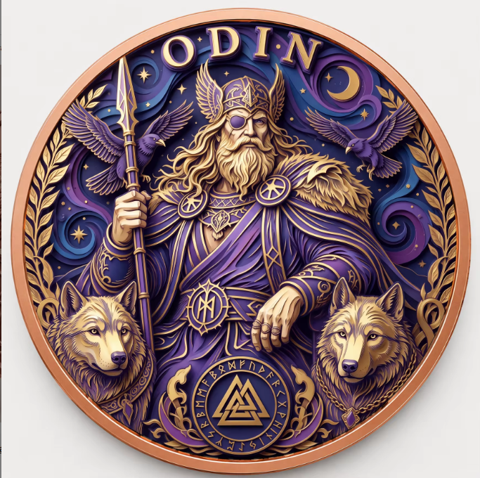 Odin Allfather Norse Mythology Series – 1 oz .999 Fine Copper Round High Relief (Roll of 20) – 5 UV Color Designs