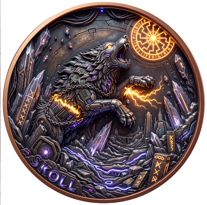 5 Styles! Sköll The Sun Wolf Norse Mythology Series – 1 oz .999 Fine Copper Round 40mm (Packs of 20) – 5 UV Color Designs