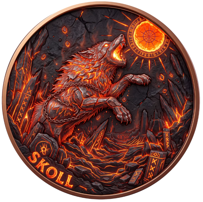 5 Styles! Sköll The Sun Wolf Norse Mythology Series – 1 oz .999 Fine Copper Round 40mm (Packs of 20) – 5 UV Color Designs