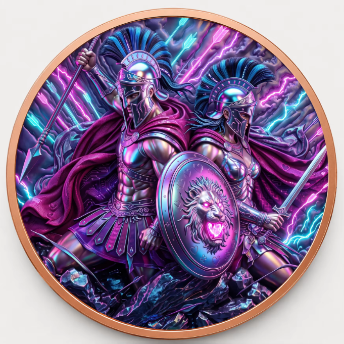 Spartan Warriors Greek Mythology Series – 1 oz .999 Fine Copper Round 40mm – Roll of 20 – Choose Your UV Color Design