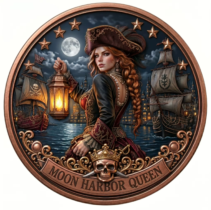 Moon Harbor Queen – 1 Troy Oz .999 Copper Round (Roll of 20)