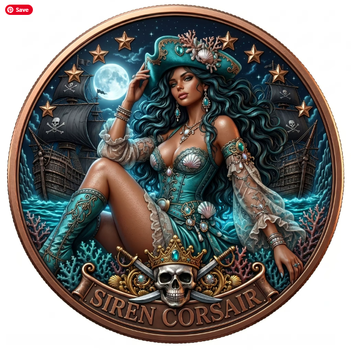 Siren Corsair – 1 Troy Oz .999 Copper Round (Roll of 20)