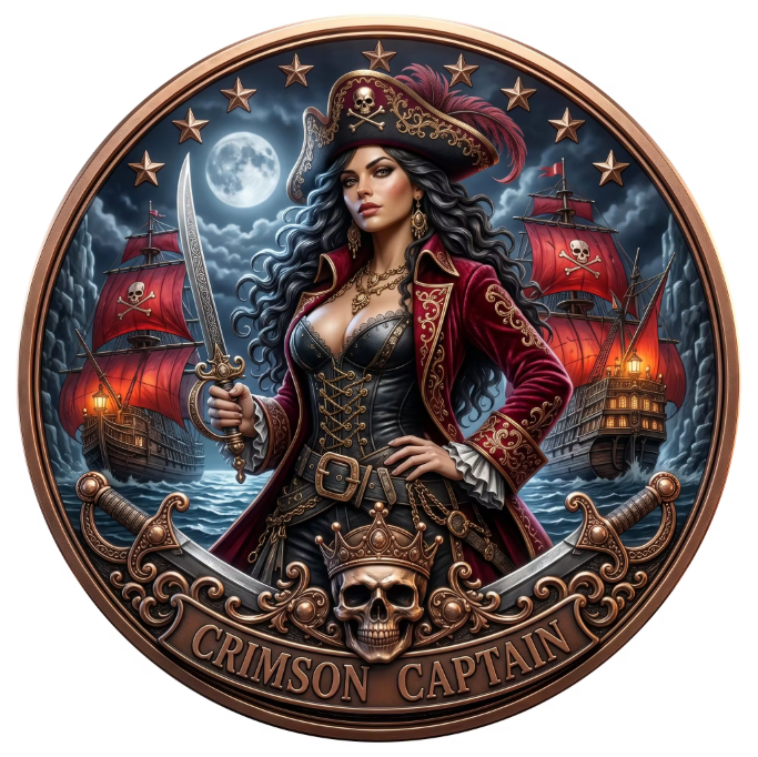 Crimson Captain – 1 Troy Oz .999 Copper Round (Roll of 20)